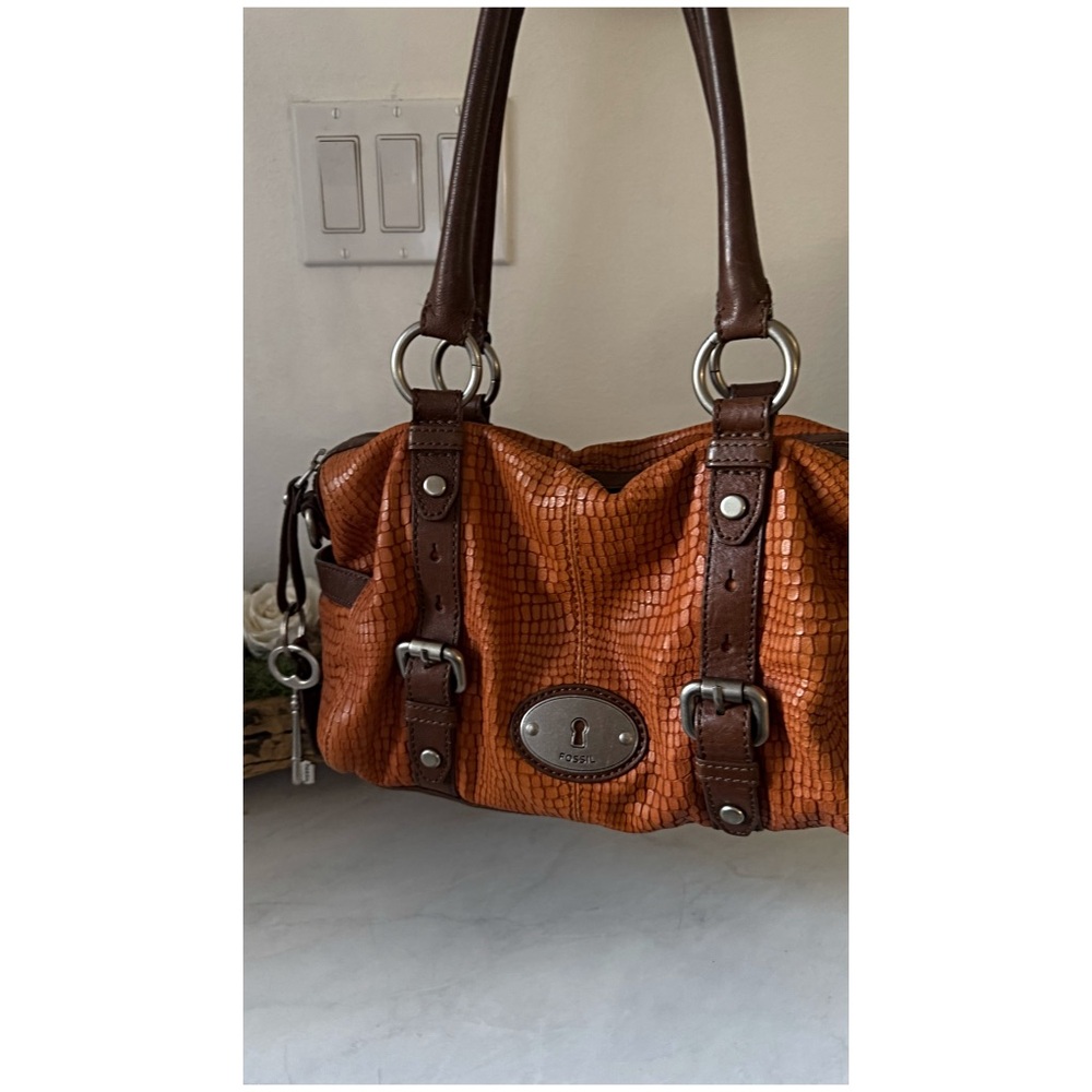 Fossil leather croc embossed bag